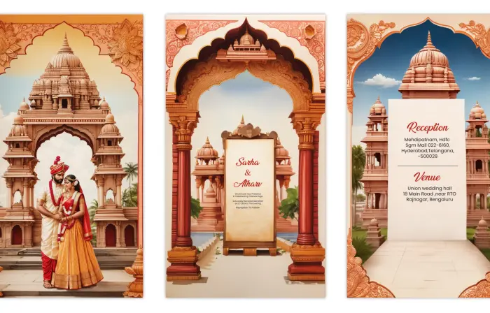 Attractive 3D South Indian Wedding Invitation Character Instagram Story